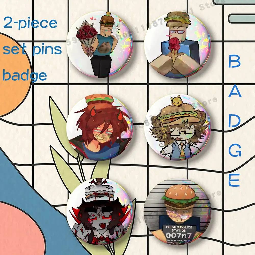 Game 007n7 F-Forsaken Brooches for Backpack Accessories 25 32 44 58 75mm Round 2-piece set Free Mix