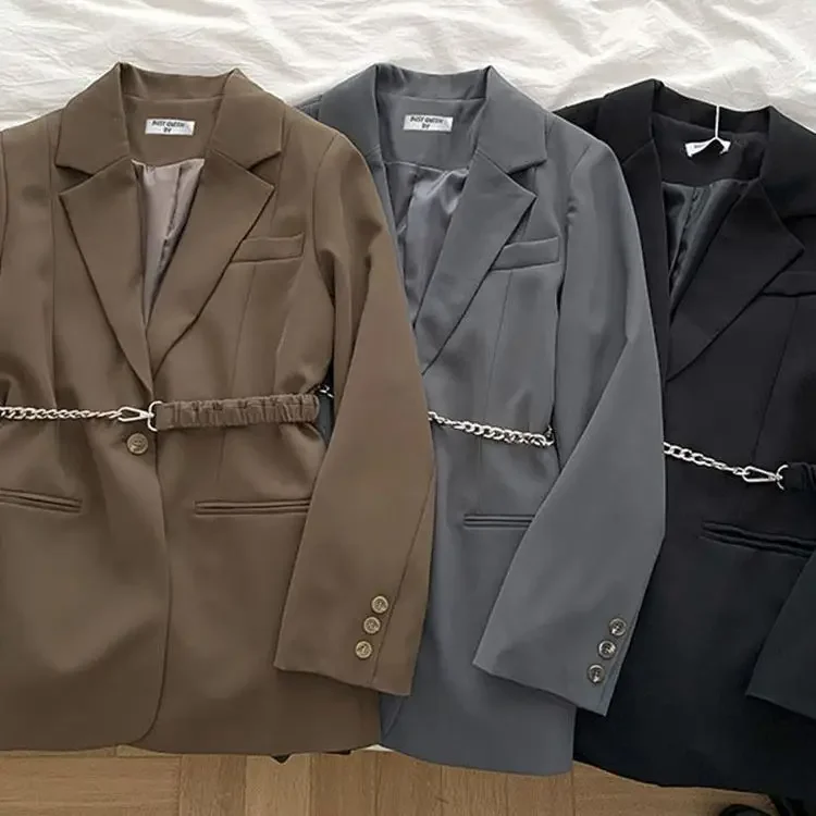Children Coat Spring and Autumn New Girls Cotton Waist Cinched Jacket Long Sleeved Top with Belt Children Clothes