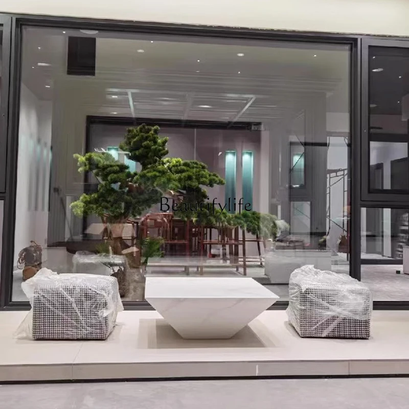 

04*New Italian minimalist natural marble coffee table creative simple size apartment