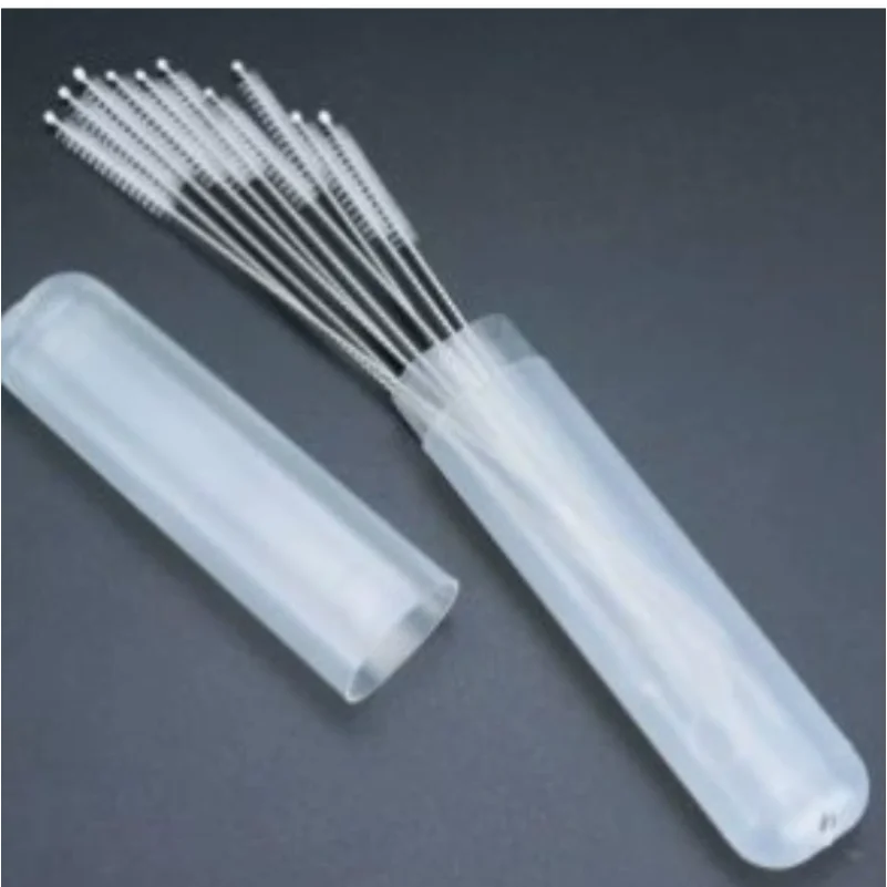 10 Tube-Mounted Straw Brush + 1 Storage Box, Extra-Long Straw Cleaning Brush Set - Suitable for Large Cups, Cup with Straw