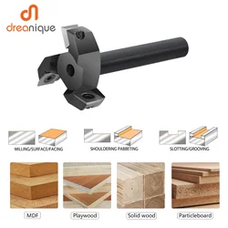 Dreanique 3-Flute Wood Planer Bit 35mm 60mm Cutting Diameter 8mm 12mm Shank Spoilboard Surfacing Router Bit Insert Carbide Slab