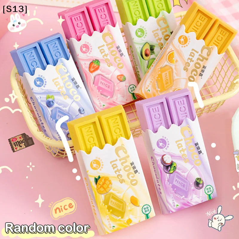 Random Cartoon Cute Kawaii Rubber Fun Creative Chocolate Eraser For Kids Student Novelty Stationery Office School Supplies[Q]Q@