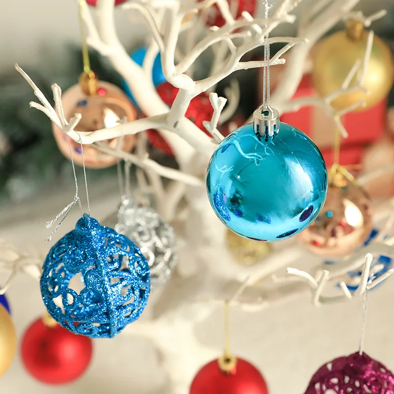 Colorful Hollow Ball for Christmas Decorations, Decorative Pendant, Powder Ball 6cm，6pcs