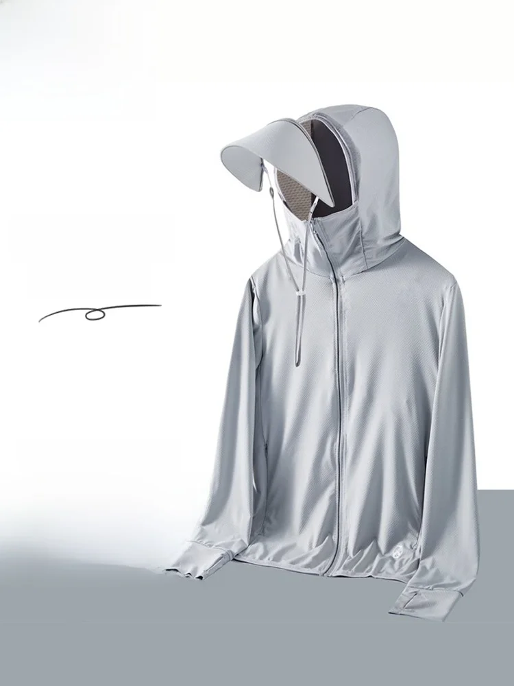 

Paul Ice Silk Removable Hat Brim Sun Protection Clothing Men's Summer Thin Vehicle Cloak Stand Fit Anti UV Jaet