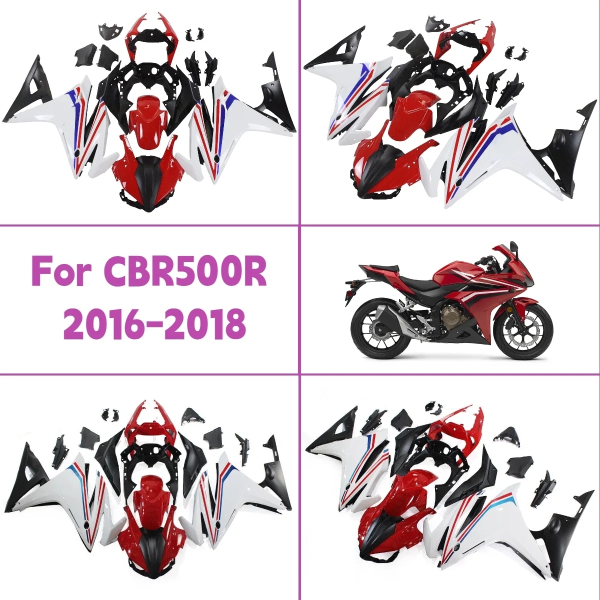 2016 2017 2018 CBR500R Replacement Full Fairings Bodywork Custom for 16 17 18 Honda CBR 500R ABS Plastic Fairing Kit