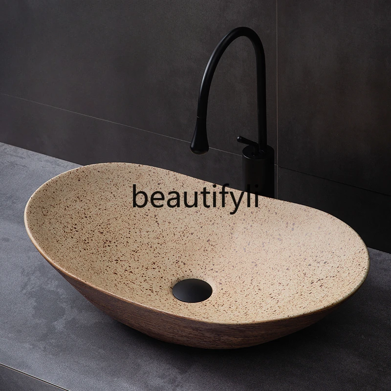 Retro art personalized creative stage wash basin bathroom balcony hotel wash basin household outdoor single basin