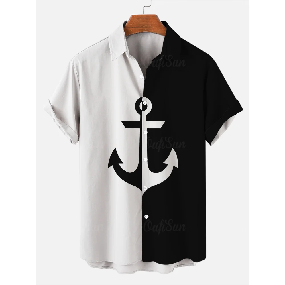 

Mens Shirts 3d Printed Nautical Patterns New Shirts Short Sleeve Top Fashion Shirts Loose Casual Plus Size Clothing Hawaii Shirt