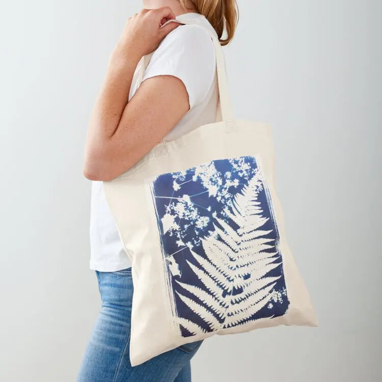 

Abstract Fern Cyanotype Tote Bag custom fabric bag bag luxury women Women's beach bags