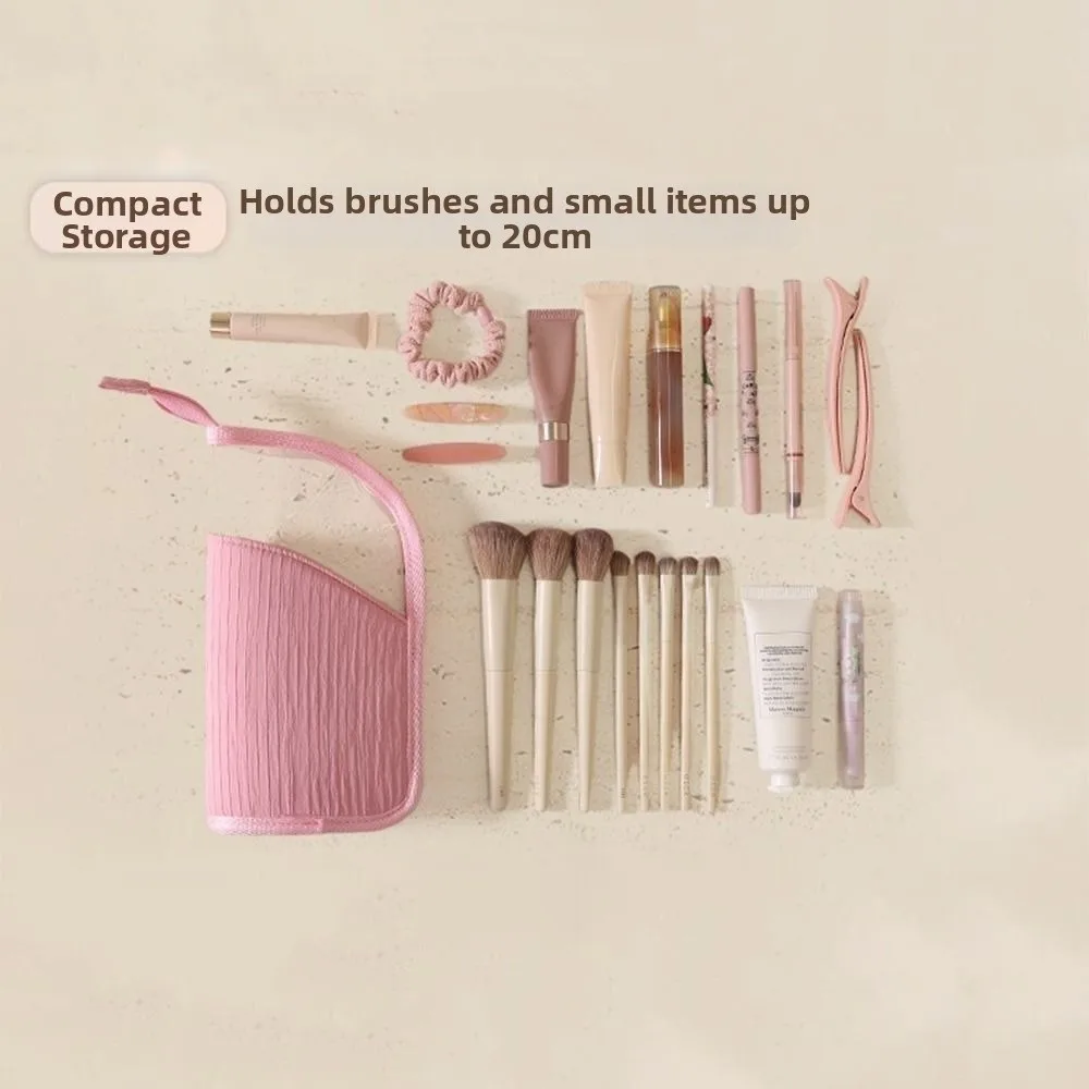 Large Capacity Vertical Cosmetic Bag Portable Waterproof Makeup Brush Case Standing Visible Travel Storage Pouch Men