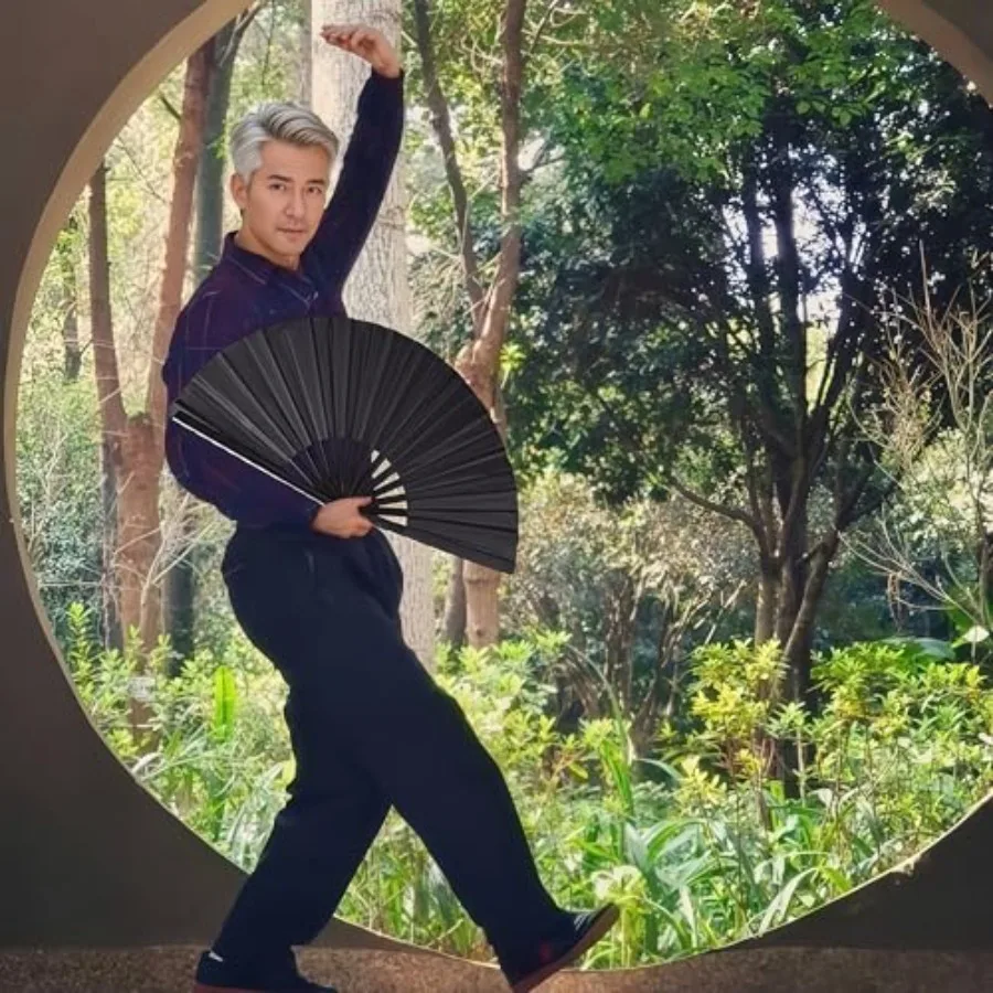 Bamboo Large Folding Hand Fans Rave Fan for Events Dance Performance Festivals Gift