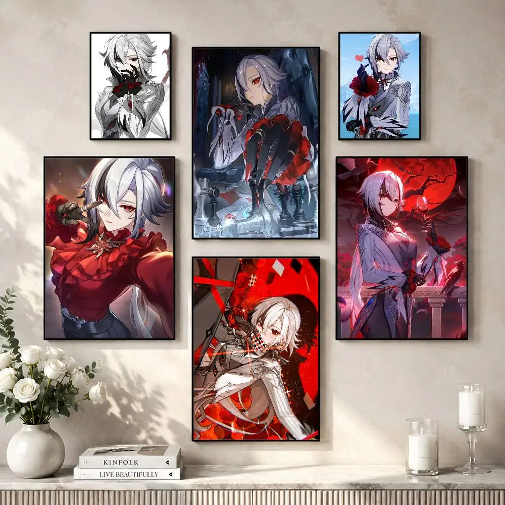 A-Arlecchino Genshin Impact Poster Versatile HD Waterproof Wall Art Self-Adhesive Decor for Any Space Ideal Gift
