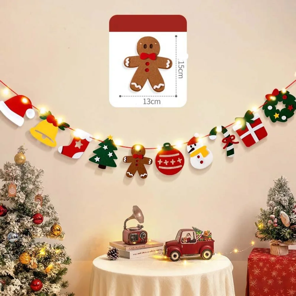 1pcs Handmade Christmas LED String Light Pull Flag Christmas Decorations for Home Merry Christmas Hanging Banner Background 2026
