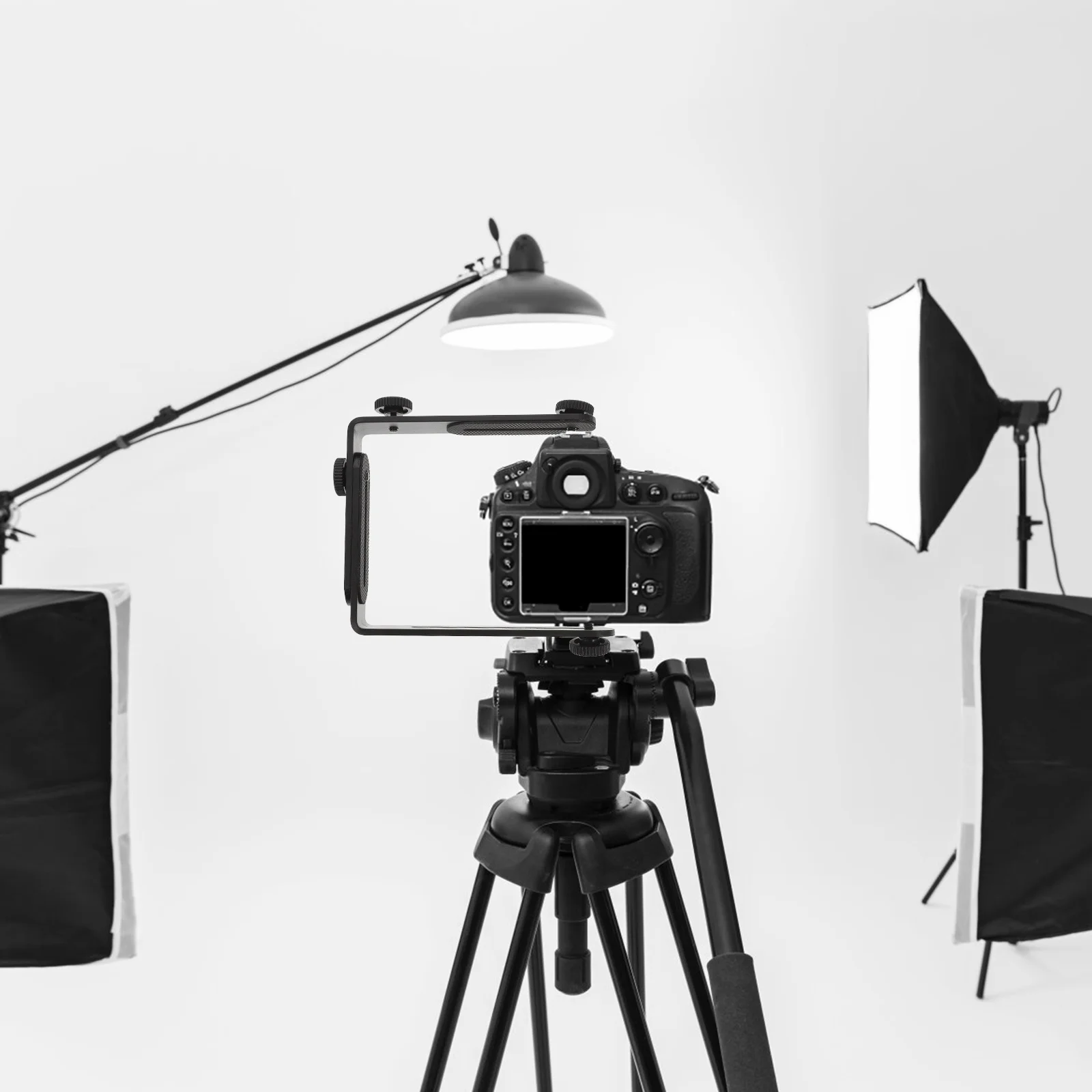 

Metal L Bracket 4 Inch Screw Flash Light Holder Non Slip Matte Finish Adjustable Photography Bracket for Camcorders