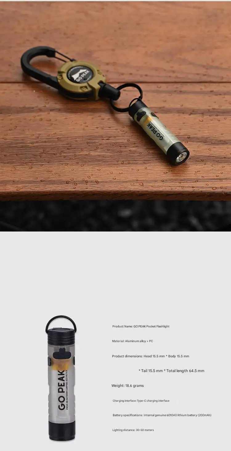 GOPEAK Taschen-Mini-Taschenlampe für den Außenbereich, Schlüsselclip-Kappe, Umgebungs-LED, lange Lebensdauer, Katastrophenhilfe, Notfall, 5050, kleines Licht – Detail 7