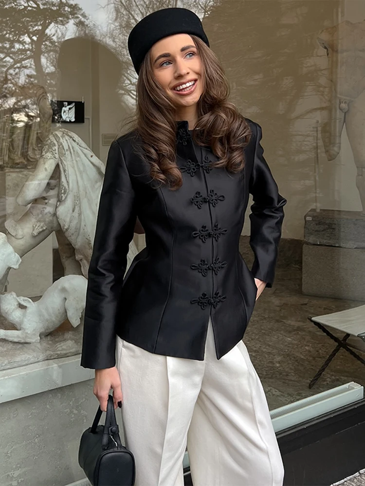 Abrigos largos de lana con solapa para mujer, abrigos clásicos de invierno con bolsillos de un solo botón, ropa de calle informal elegante