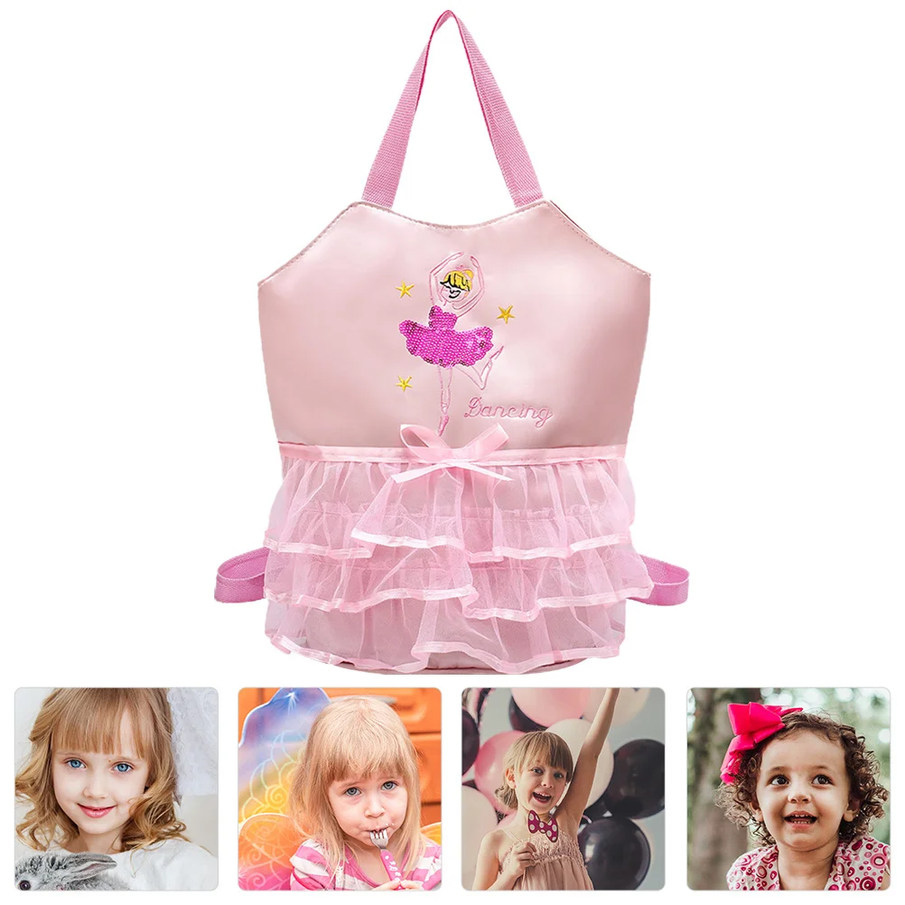 

1Pcs Pink Ballet Backpack Embroidery Lovely Dance Bag Adjustable Shoulder Straps Storage Bag for Ballerinas Metal Zipper Lace