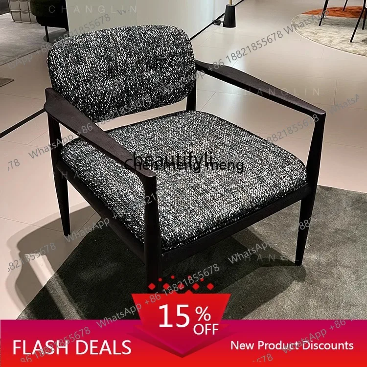 

ZJ660Italian Style Modern Fabric Lounge Chair Living Room Solid Wood Reception casual Single Sofa