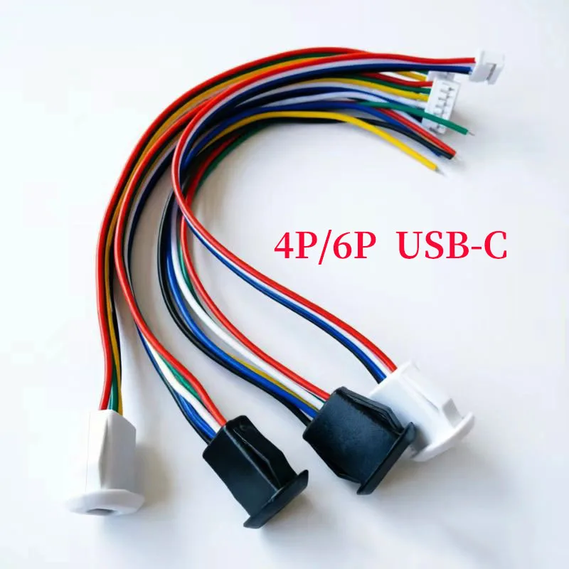 1-10 Piece USB-C 4P/6P Press Connector with PH2.0 Female Socket TYPEC Soldering Tail Plug 3A High Current Type-C Charging Plug