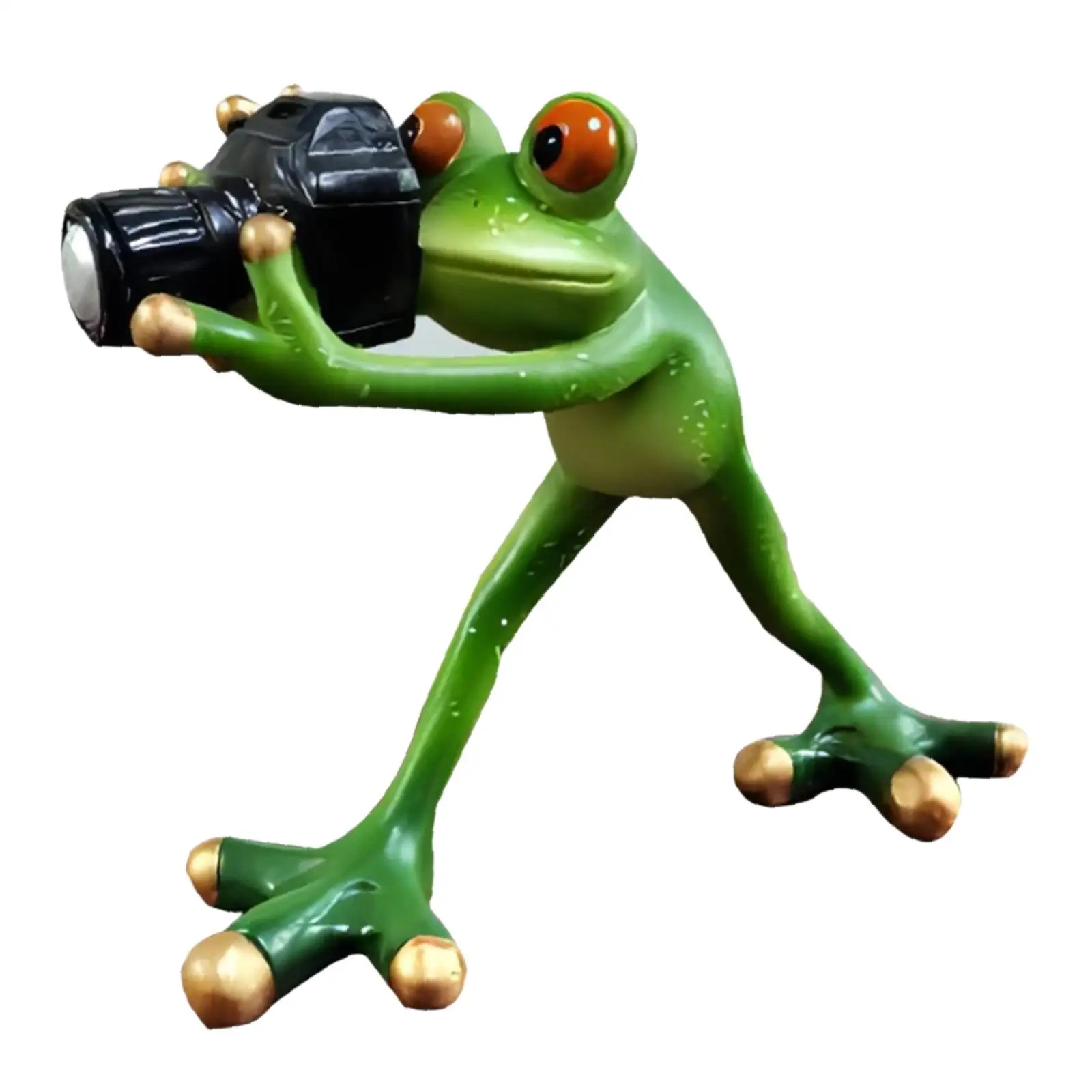Resin Frog Photographer Figurine Indoor Yard Decoration Decorative Lovely Lawn Ornament for Fairy Garden Accessories Lifelike