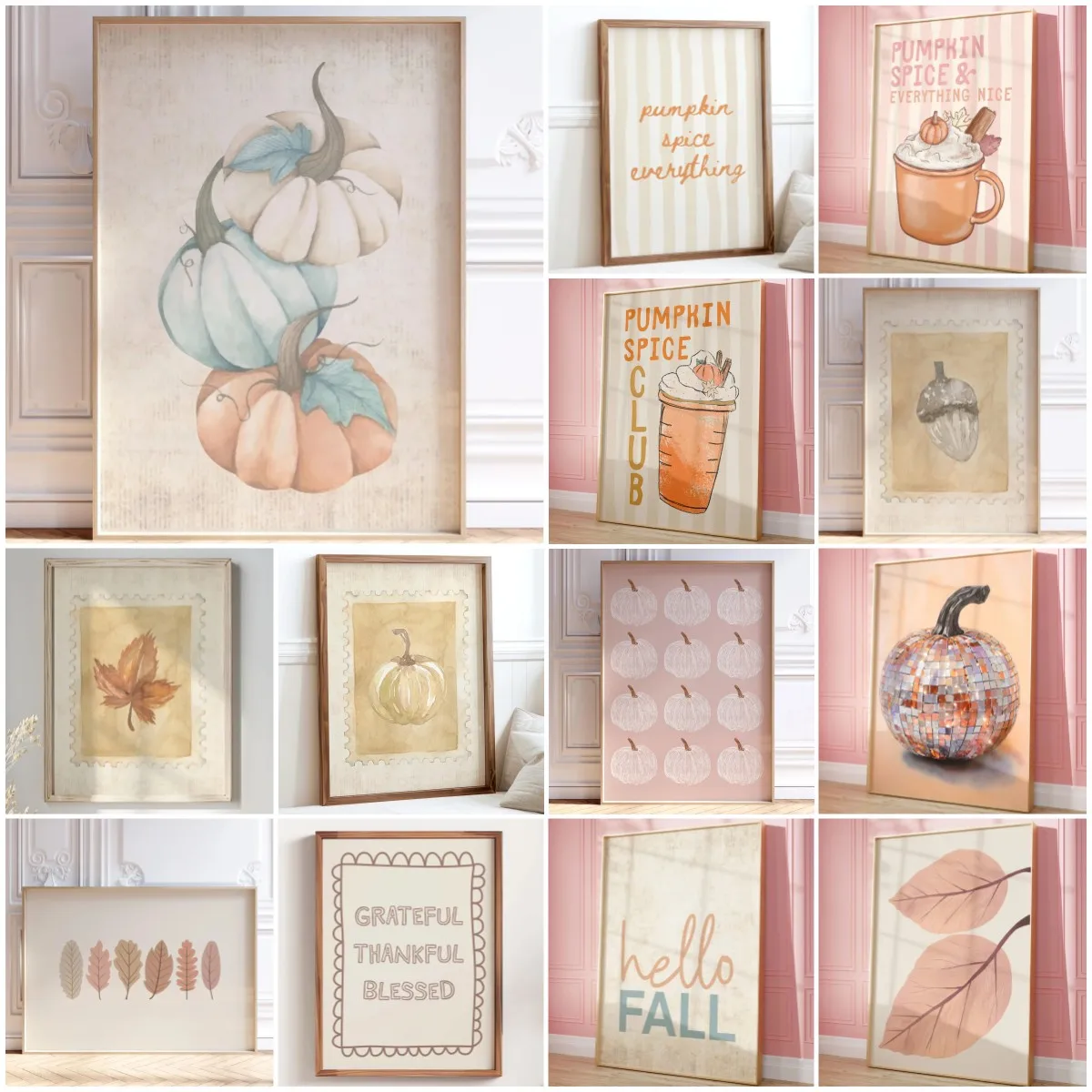 Pumpkin Spice Print Cozy Fall Kitchen Wall Art Neutral Autumn Decor Cute Retro Kitchen Printable Coffee Bar Poster Home Decor