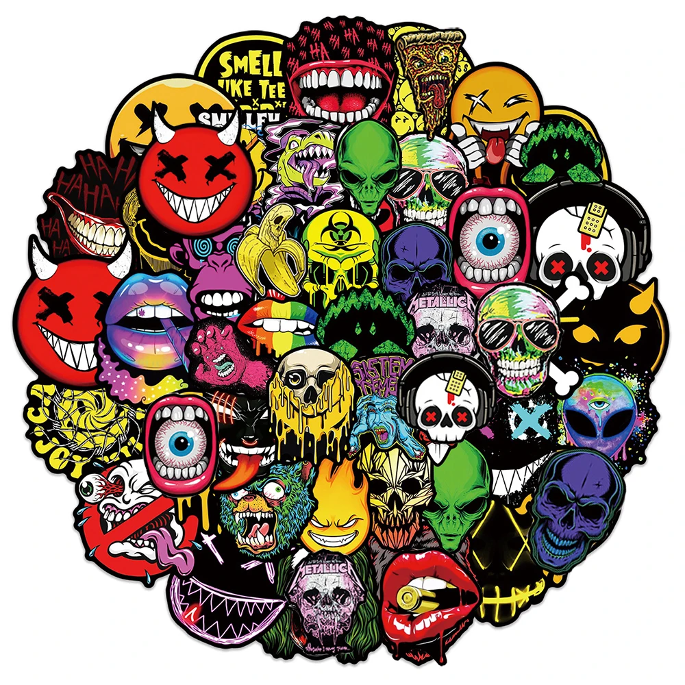 

10/30/50pcs Cool Horror Skull Waterproof Stickers DIY Skateboard Motorcycle Laptop Travel Luggage Decoration Sticker Decals Toys