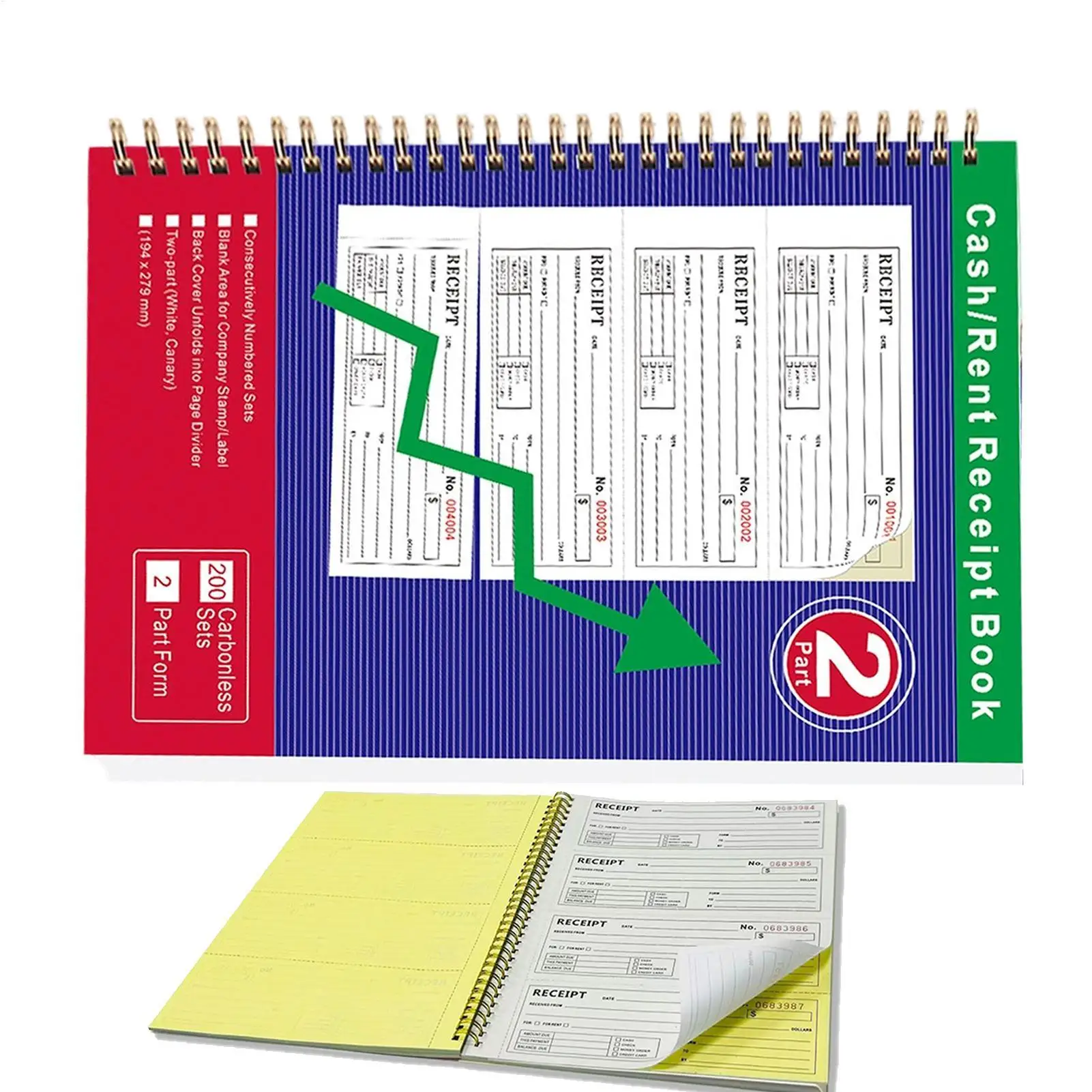 

Чековая книга, портативная дубликация, беглеродистые чековые книги для оплаты, 2-частные безкарбоновые книги для бизнес-офиса, запись, достопримечательностей