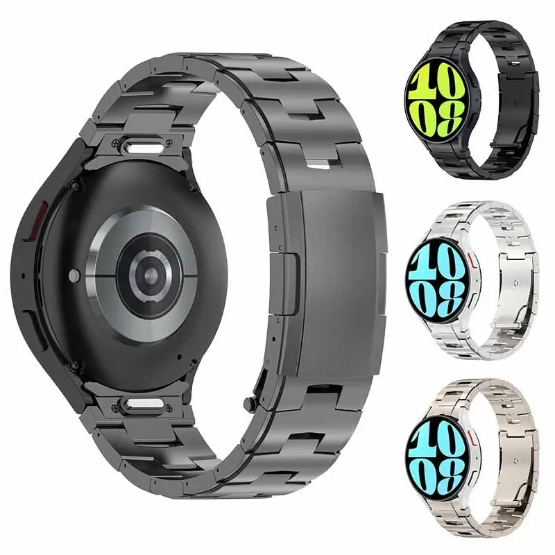 สายนาฬิกาไทเทเนียมแบบกดปลดเร็วสำหรับ Samsung Galaxy WATCH 6 5 Pro watchband 40มม. 44มม. 45มม. สร้อยข้อมือเหล็กผู้หญิงผู้ชาย
