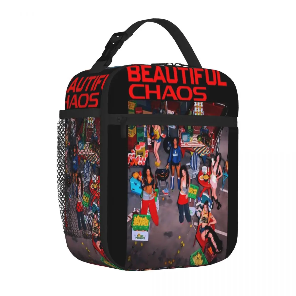 Hot Sale Katseye Beautiful Chaos Outdoor Barbecue Scene Oversized Shoulder Lunch Bag Office To-Go Camping Lunch Bag