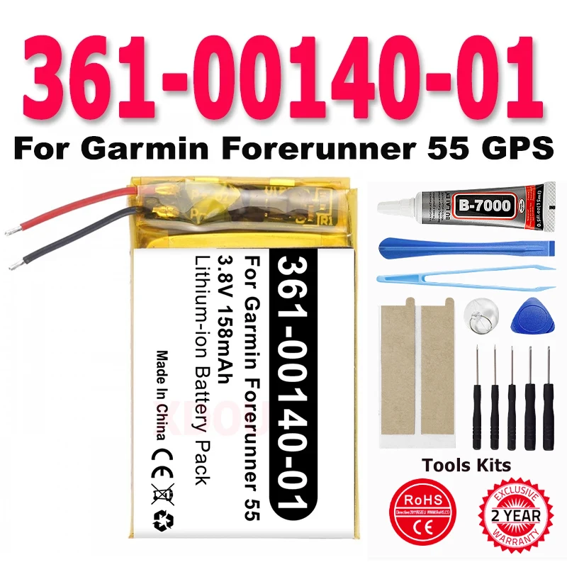 New Watch Battery 361-00140-01 For Garmin Forerunner 55 GPS watch Replacement Battery + Tools