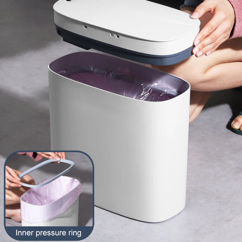 14L Smart Trash Can USB Charging Automatic Waste Bins Bathroom Toilet Waterproof Narrow Seam Touch Dustbin Kitchen Wastebasket