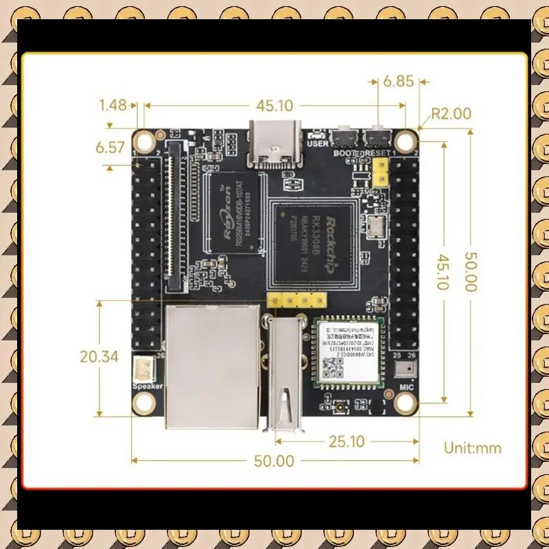 

A003 для Luckfox Nova макетная плата RK3308B с модулем WIFI встроенный EMMC-8GB 512 МБ DDR3 кодек аудио декодер модуль VAD