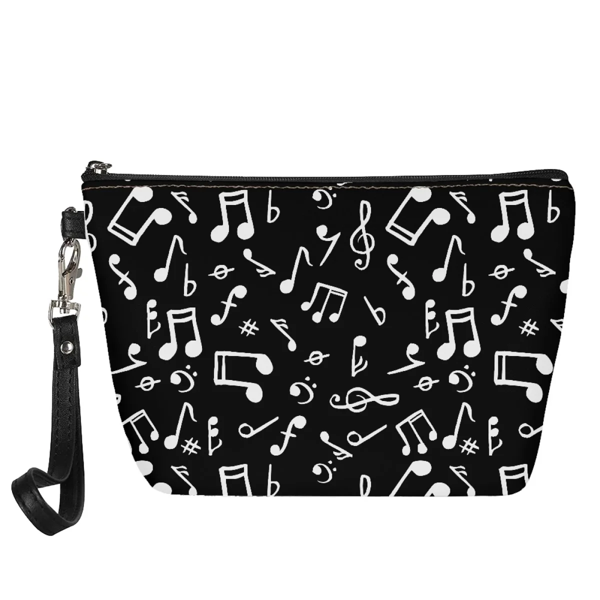 

HYCOOL New Makeup Bag Music Note Print PU Leather Cosmetic Bag for Women Zipper Organizer Bag