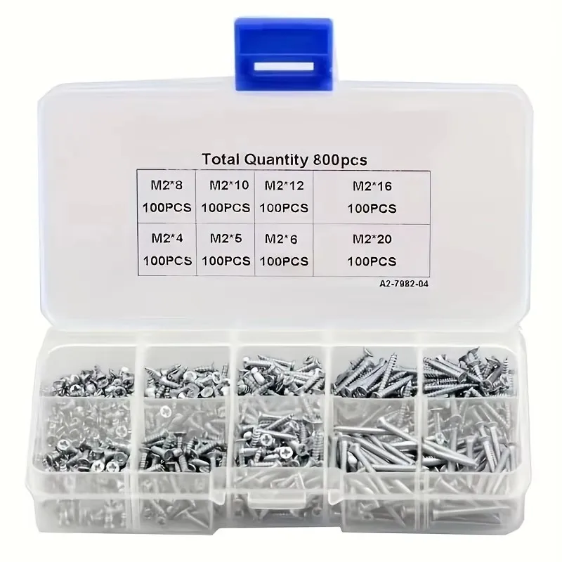 500pcs  Small machine screws - M2mm Thread, with Flat Head, Nickel Plated - Heavy-Duty for Furniture, DIY, Automatio
