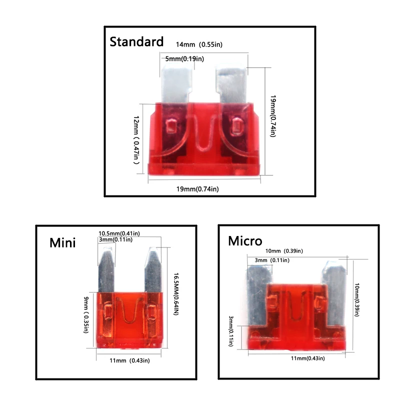 MINI/Small/Medium Car Waterproof Fuse Box Blade Type In Line Fuse Holder Power Socket 18/16/14/12/10AWG 7.5A10A20A30A40A50A