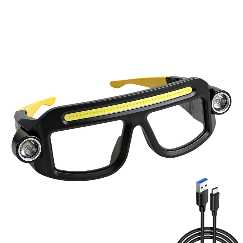 De nieuwe Cob multifunctionele bril met TYPE-C oplaadwaarschuwing, oogbescherming en koplamp is compact en draagbaar