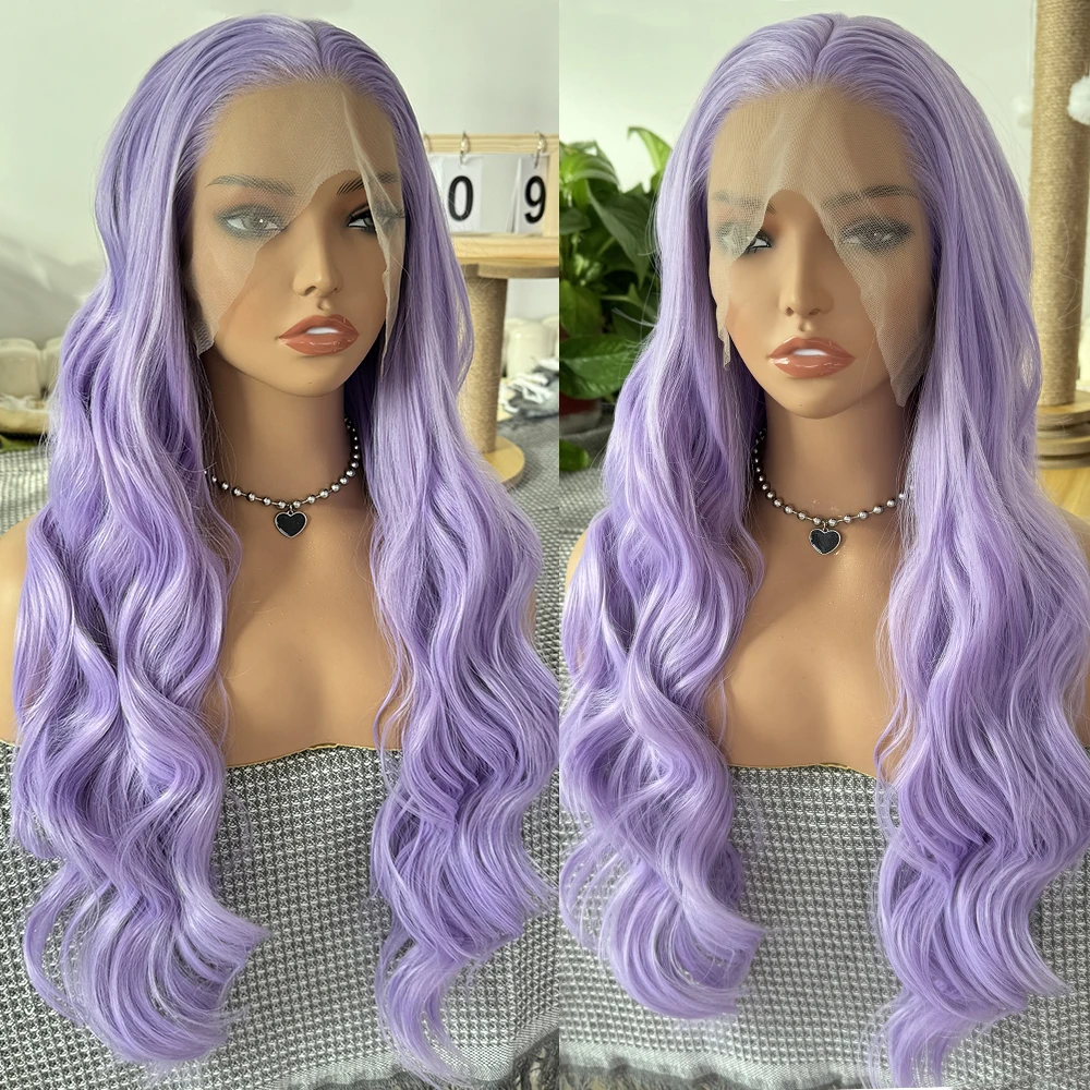 الأرجواني موجة عميقة شعر مستعار الاصطناعية الدانتيل الباروكات للنساء طويل الجسم موجة الدانتيل الباروكات ارتداء اليومي الضوء الأرجواني شعر مستعار تأثيري شعر مستعار الدانتيل أمامي