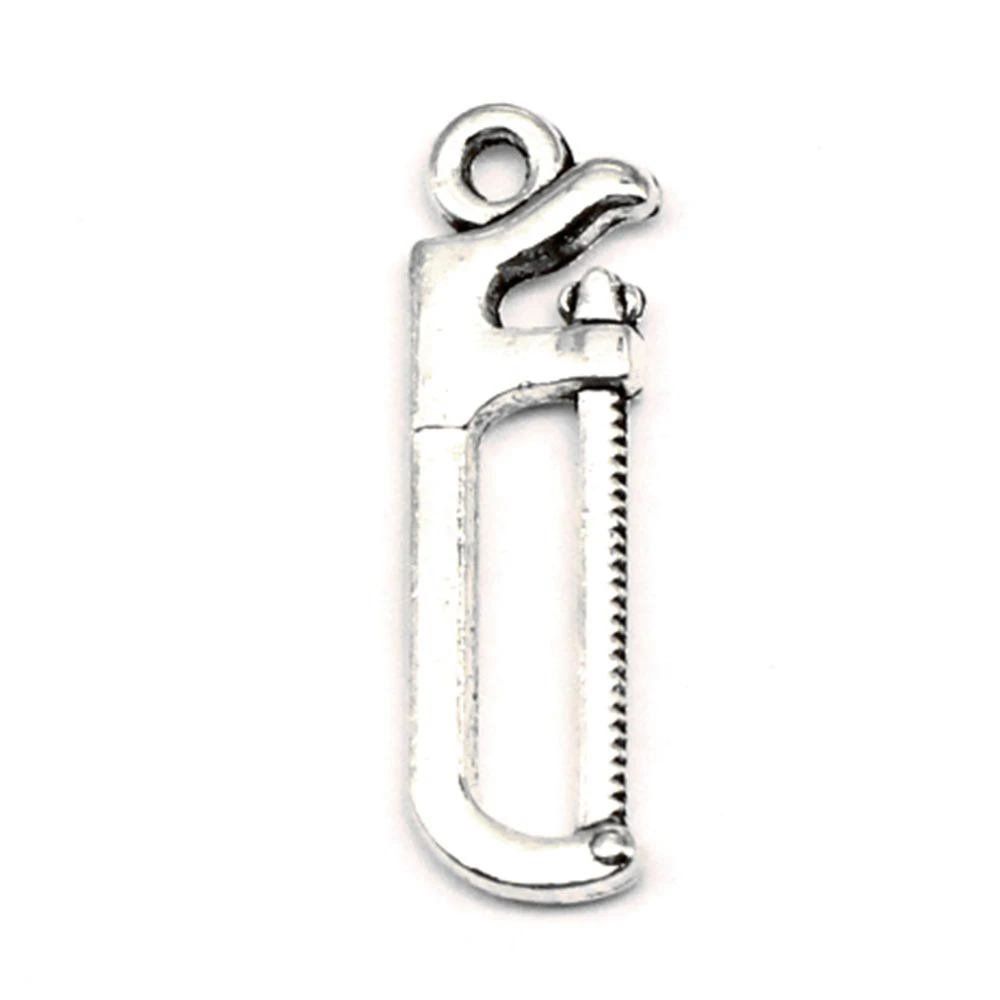 Saws Charms Women Pendant Component Supplies For Jewelry 8x26mm 10pcs Antique Silver Color