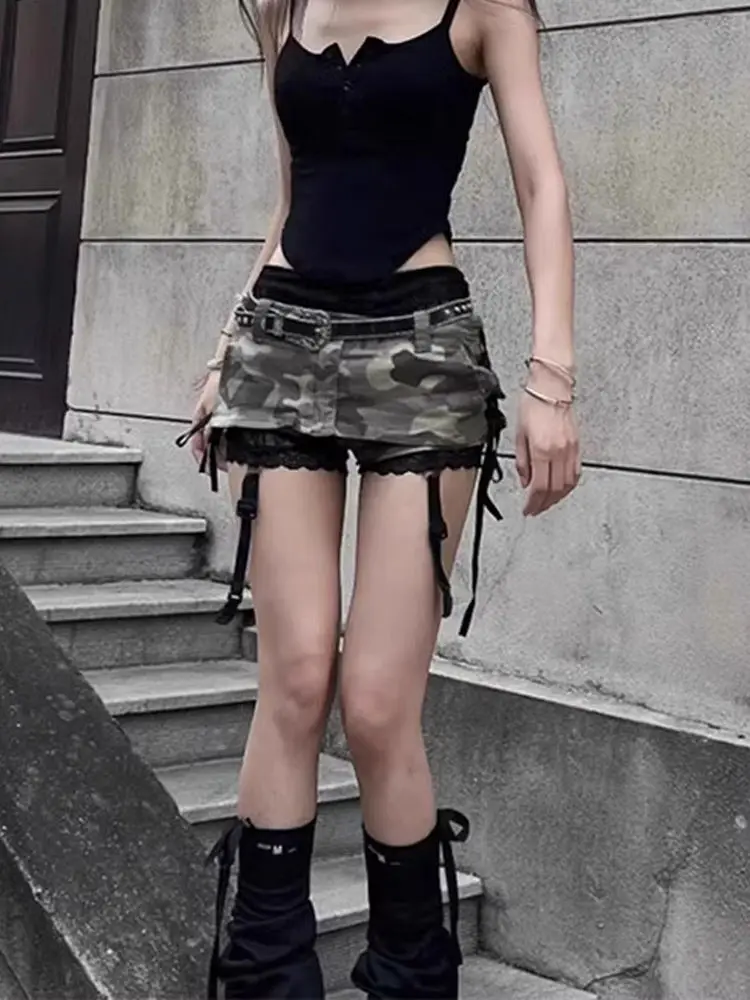 Gonna mimetica a vita bassa Y2k Donna 2025 Autunno Nuova minigonna sexy alla moda Spice Girl