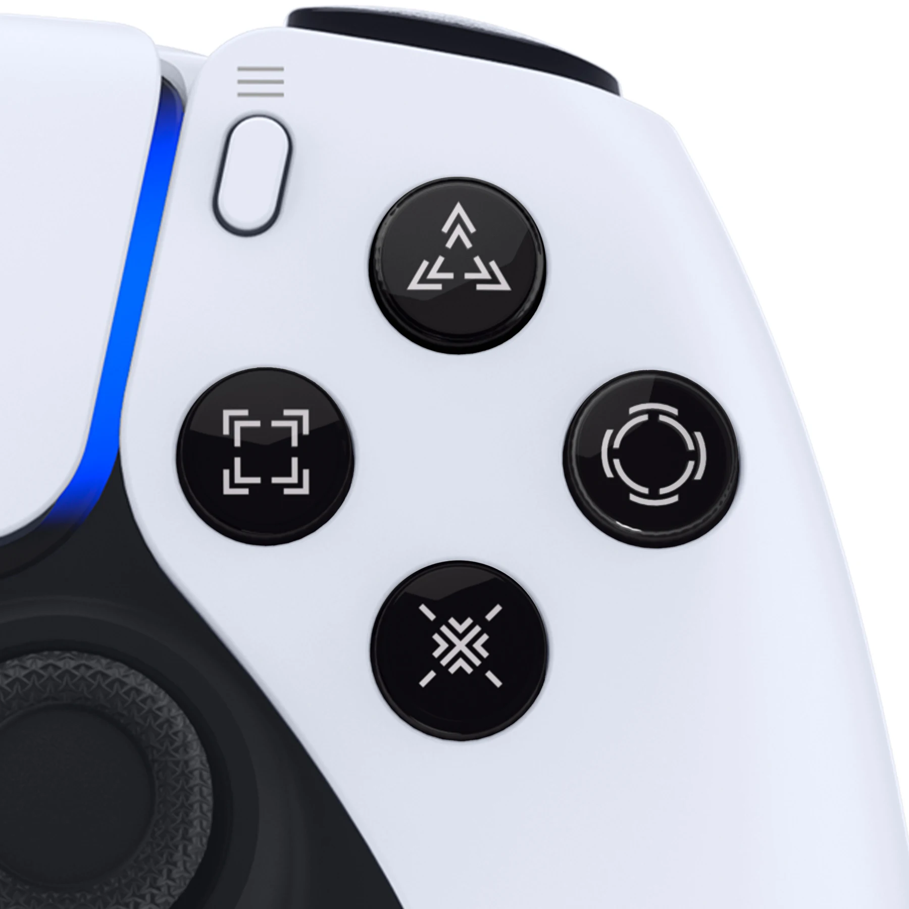 Boutons d'action Dpad personnalisés, trois tons, noir et clair, avec symboles, boutons faciaux d-pad, compatibles avec le contrôleur ps5
