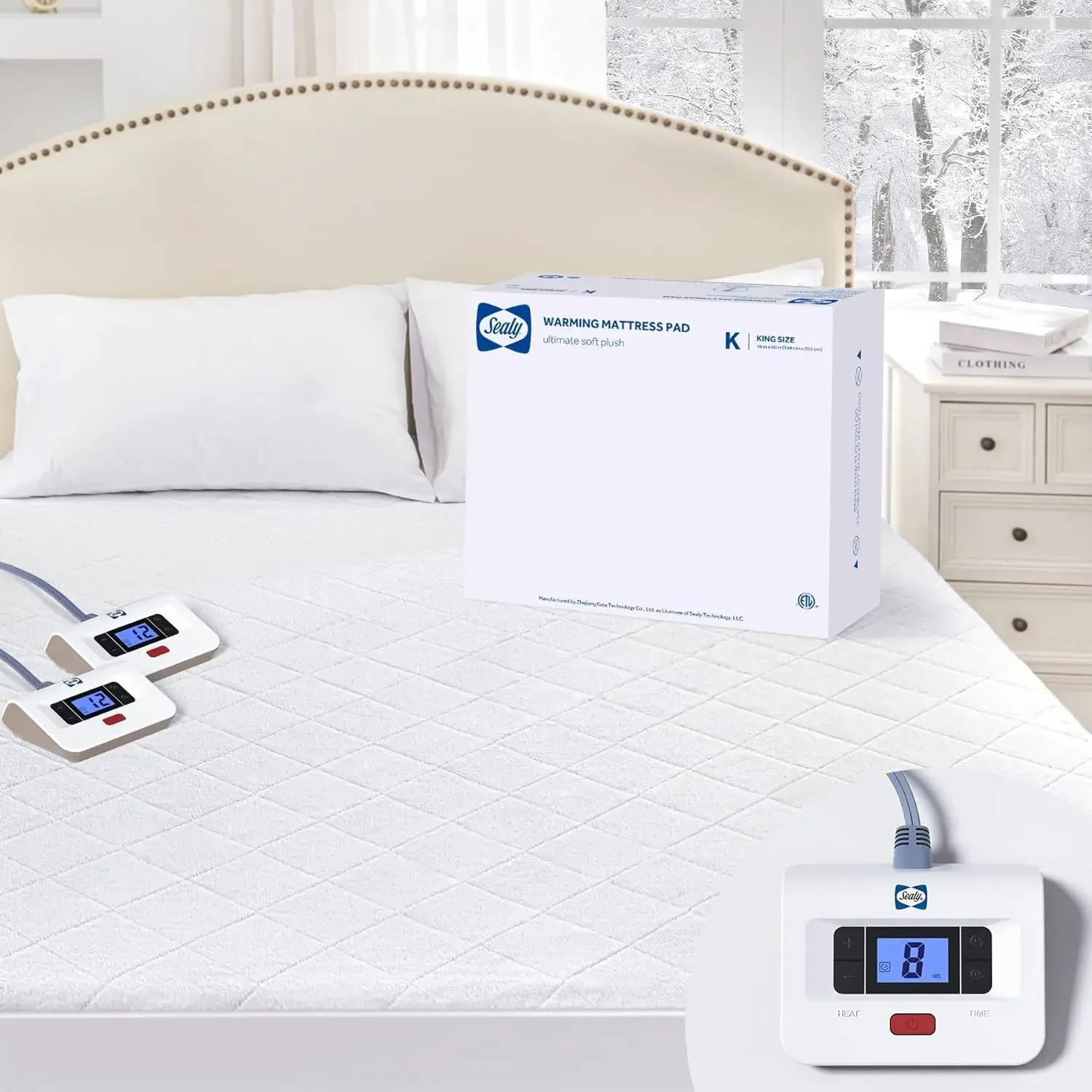 

Heated Mattress Pad King Size with Plush Top, Coral Fleece Electric Bed Warmer with Dual Controller, 10 Heat Settings & Auto Off