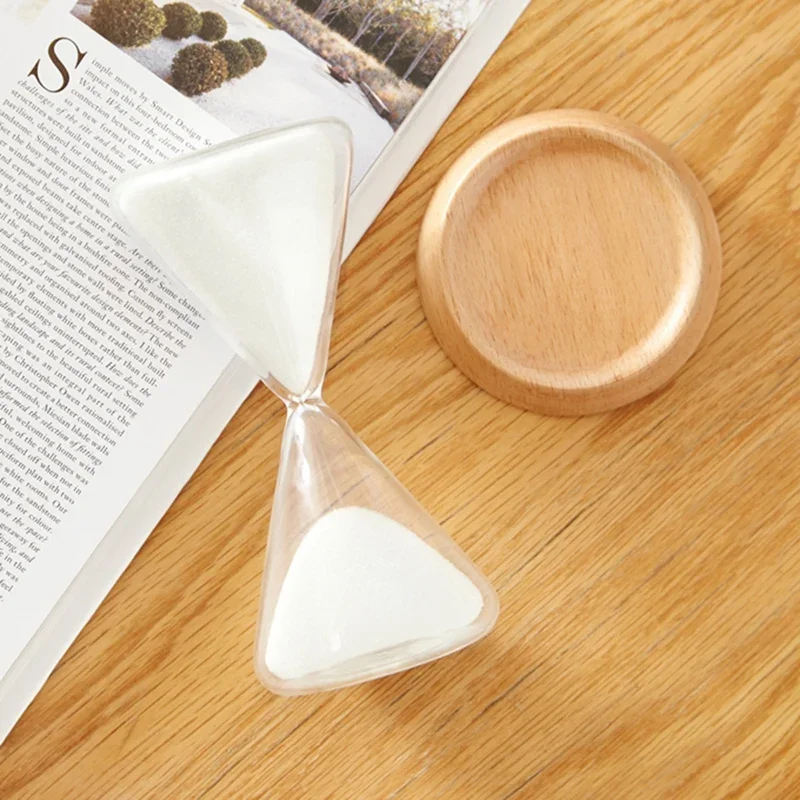 Nordic Glass Sand Timer With Wood Base Droplet Design Home Office Desk Decor Ornament Gift For Study Room Decoration