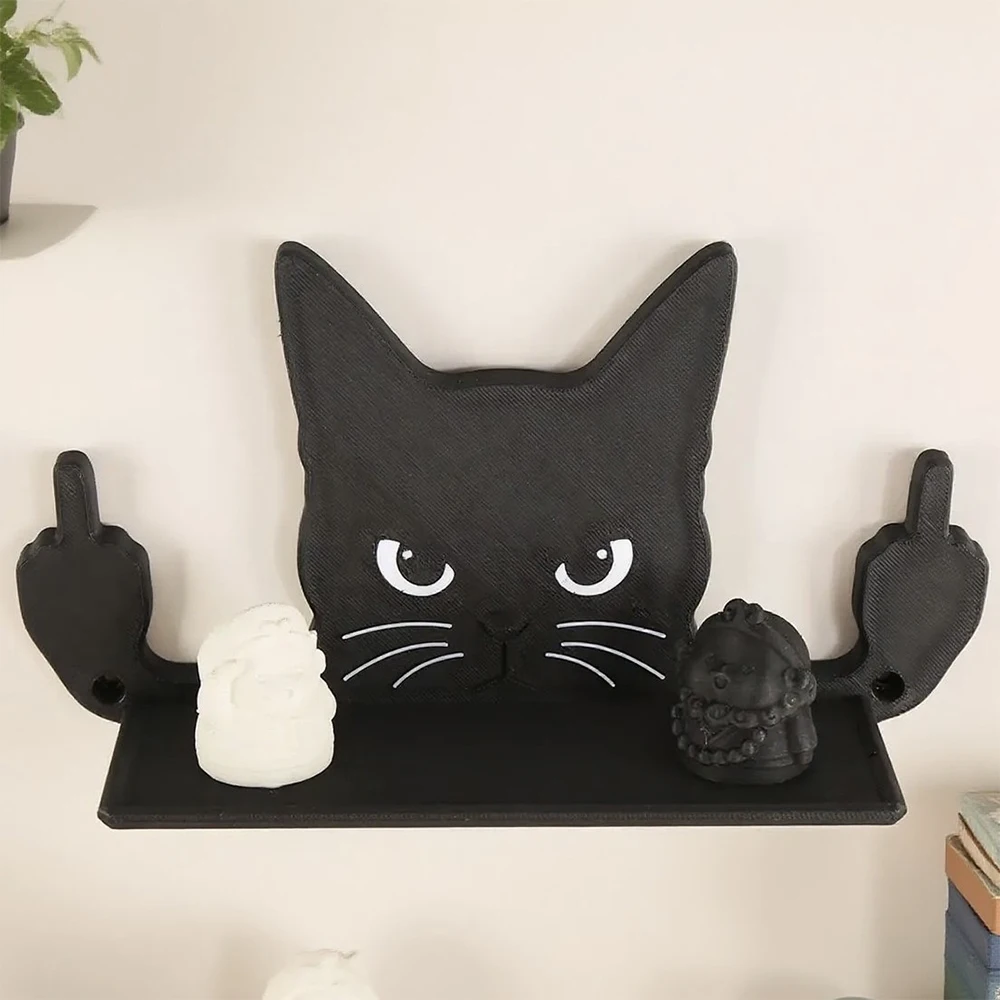 Grenzüberschreitendes schwarzes Katzen-Wandregal, süßes und kantiges Design, geeignet für die Wandaufbewahrung und Dekoration im Ausland zu Hause mit Haustiermotiv