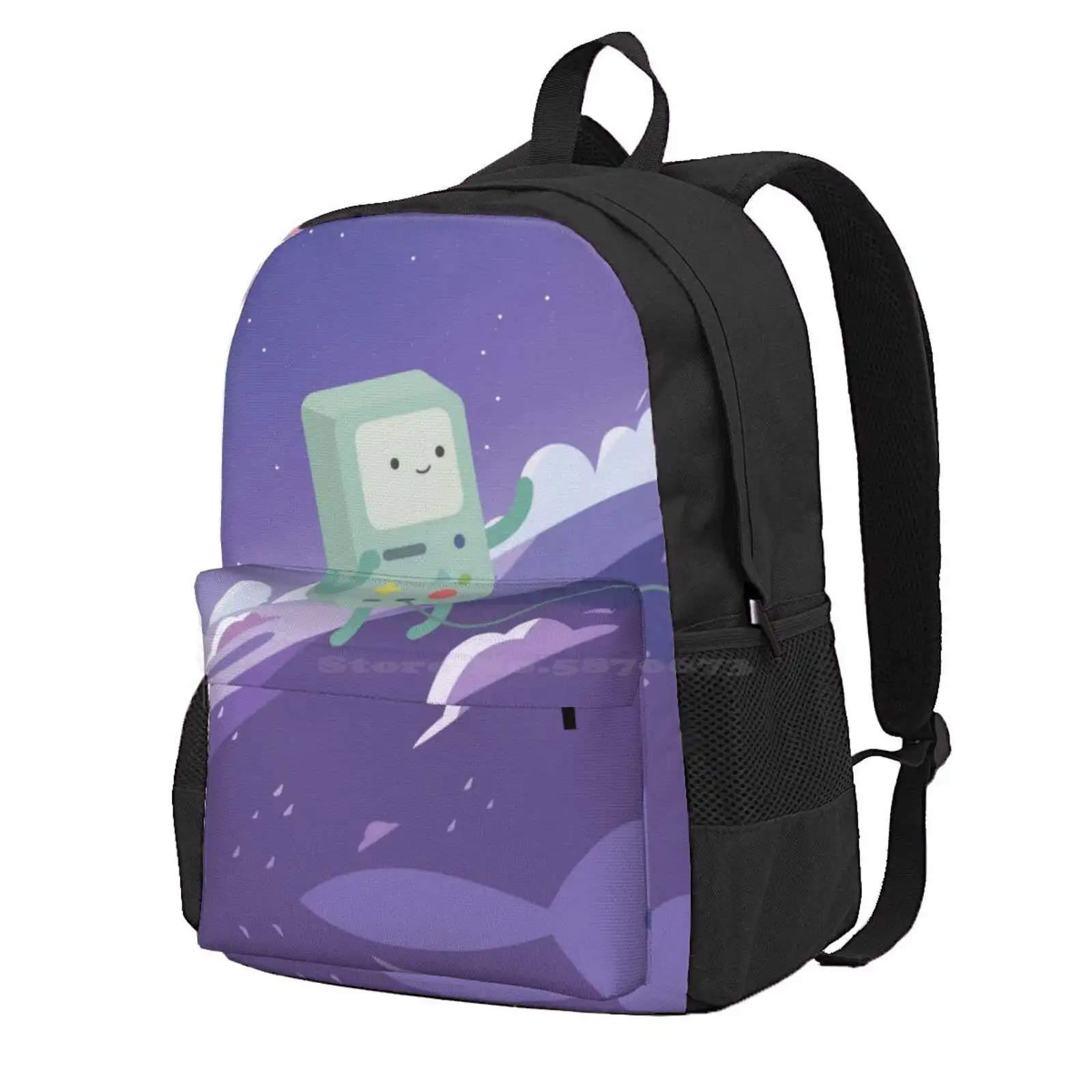 Floating Bmo (Adventure Time) Hot Sale Schoolbag Backpack Fashion Bags Adventure Time Fan Art Finn And Jake Flame Princess