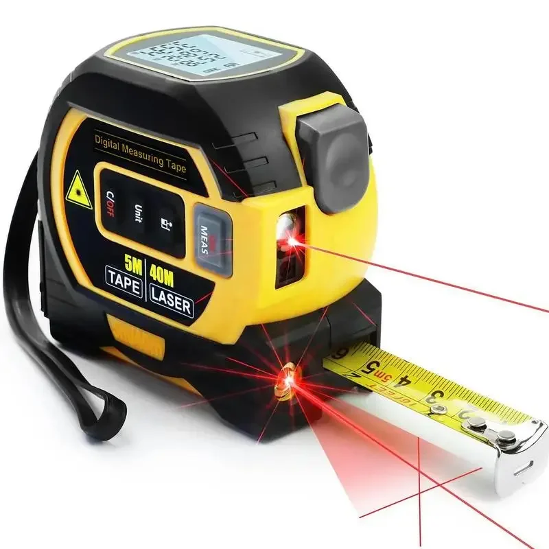 2 in 1 Digital Laser 5m Tape Measure, 1 Count 40m/60m Laser Measuring Tool with LCD Display & Self-locking Device