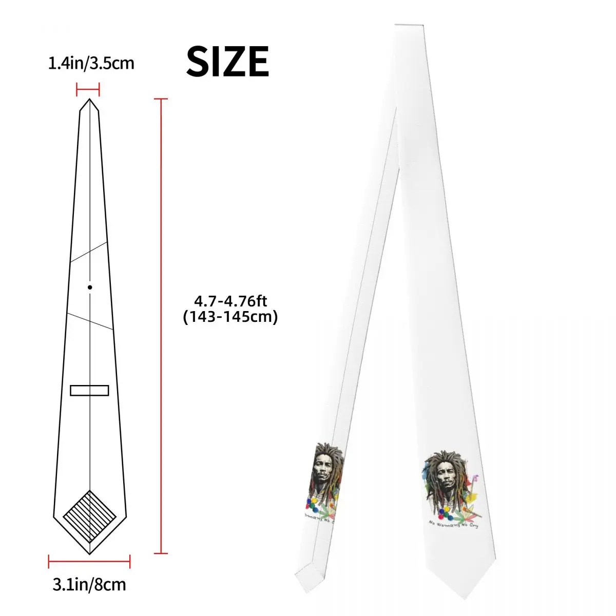 Bob Marley In Sketch Cravatta da uomo in poliestere di seta 8 cm Cravatte Accessori per feste Cravatta Gravatas classiche