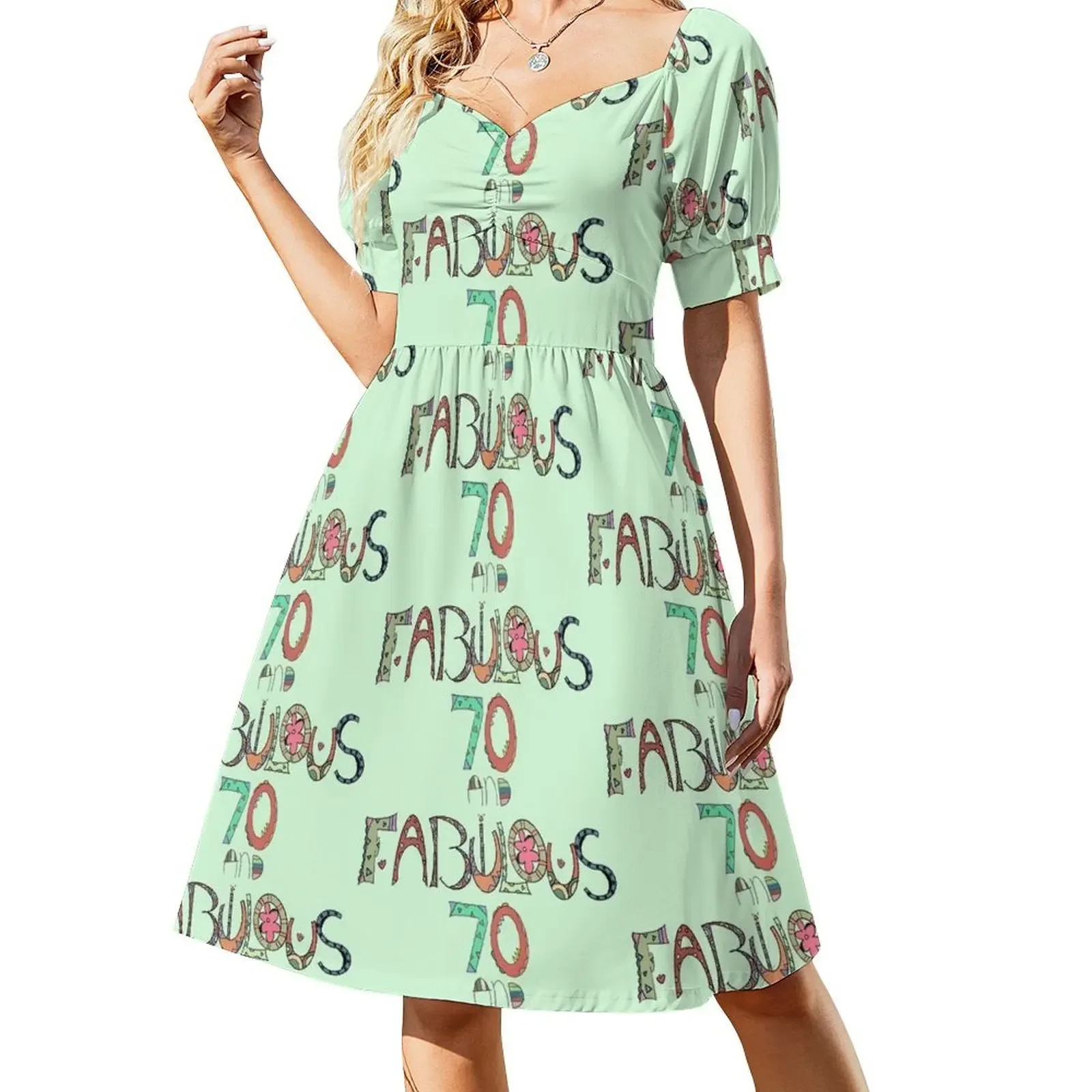 

70 and Fabulous Colorful Whimsical Happy 70th Birthday Short-Sleeved Dress Dress vintage elegant dresses for women