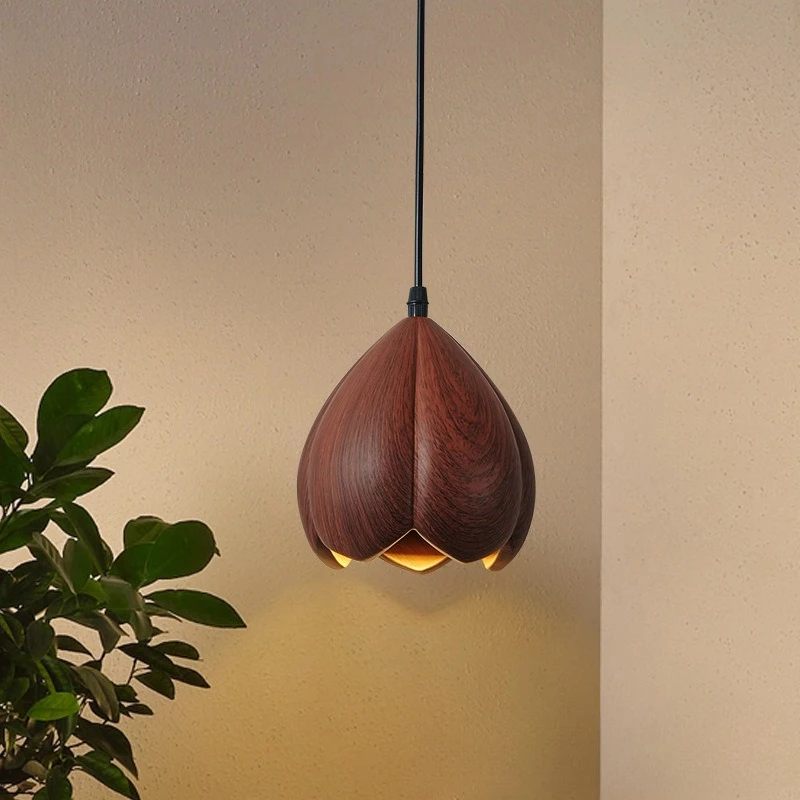 Flower Bud Bedside Pendant Light Wabi-Sabi Style Bedroom Lamp Japanese Master Bedroom Hanging Display Window Dining Room Light