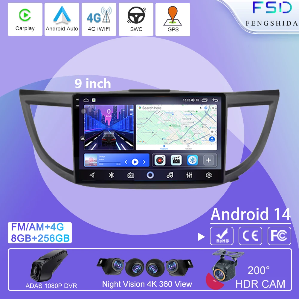 

Android Auto For Honda CRV CR-V 4 RM RE 2012 2013 2014 2015 2016 Car Radio Navigation GPS Multimedia Video 5G WIFI No 2din DVD