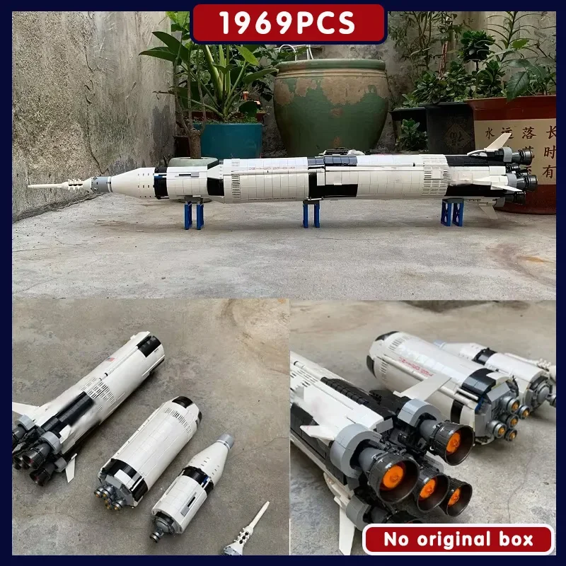 In Stock Apollo Saturn V Building Blocks Space Rocket Building Blocks Children's Toys Decoration Birthday Christmas Gifts - view 2