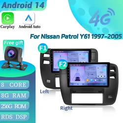 Android 14 For Nissan Patrol Y61 1997-2005 Car Radio Multimedia Video Player Navigation 4G GPS Wireless Bluetooth CarPlay Screen